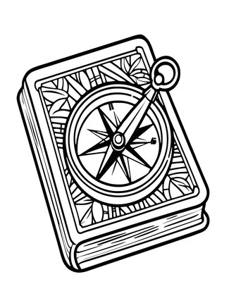 Compass and Journal - Free printable coloring page