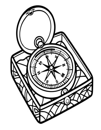 Compass Gift Box - Free printable coloring page