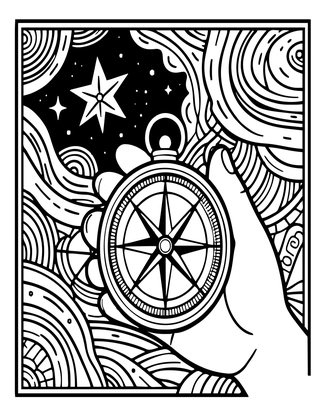 Compass and Stars - Free printable coloring page
