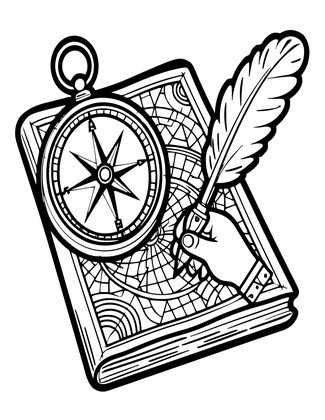 Compass and Quill - Free printable coloring page