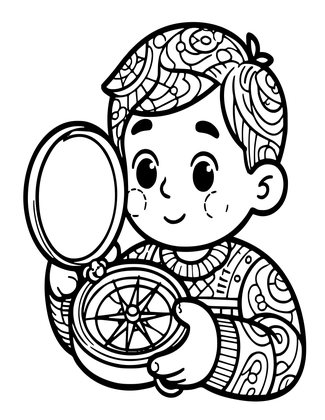 Child and Compass - Free printable coloring page