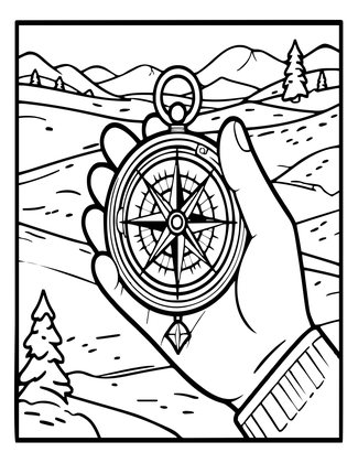 Compass and Arctic - Free printable coloring page