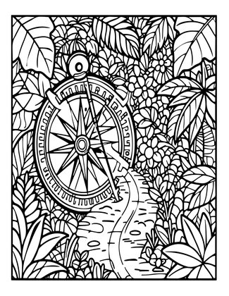 Compass and Jungle - Free printable coloring page