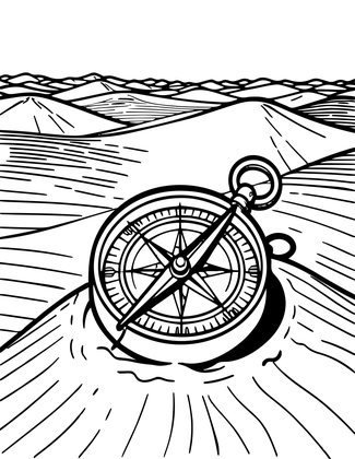 Compass and Desert - Free printable coloring page