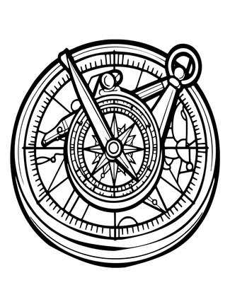 Compass and Sextant - Free printable coloring page