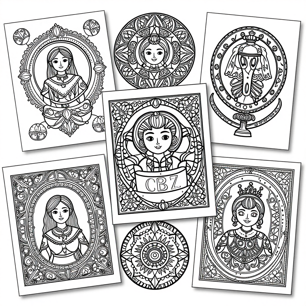 Vintage Quills coloring pages collection - 30 free printable pages