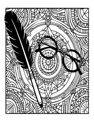 Quill and Spectacles - Free printable coloring page