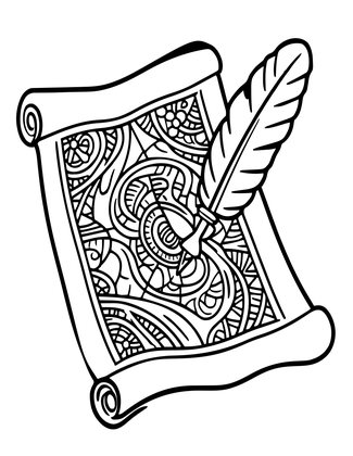 Quill and Map - Free printable coloring page