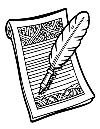 Quill and Legal Document - Free printable coloring page