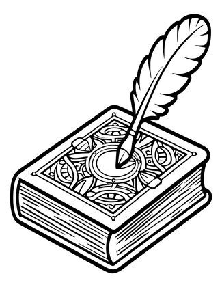 Quill and Book - Free printable coloring page