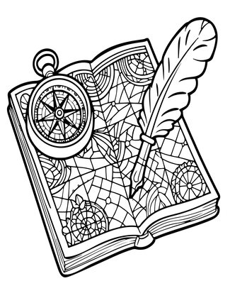 Quill and Compass - Free printable coloring page
