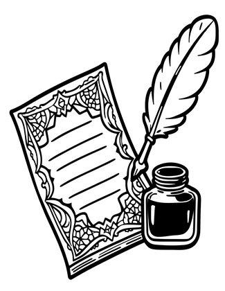 Quill and Inkwell - Free printable coloring page