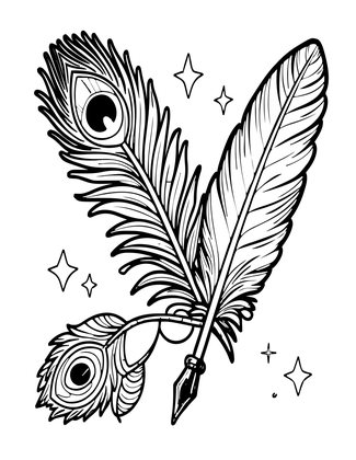 Peacock Quill - Free printable coloring page