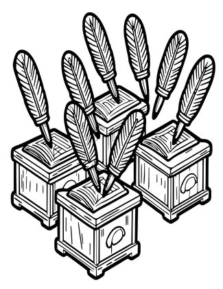 Scribes' Quills - Free printable coloring page