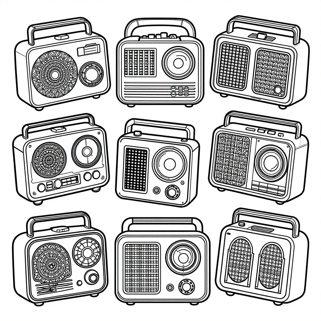 Vintage Radios coloring pages collection - 30 free printable pages