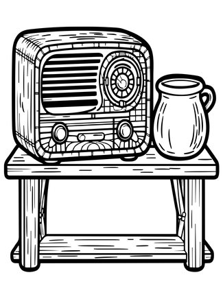 Farm Kitchen Radio - Free printable coloring page
