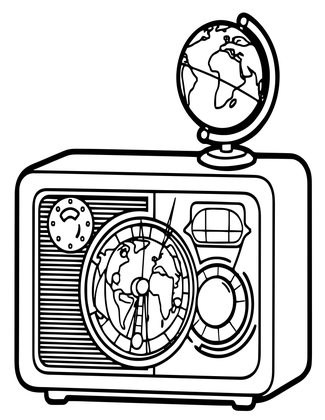 Shortwave Globe Radio - Free printable coloring page