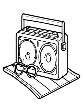 Beach Radio - Free printable coloring page