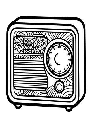 Holiday Illuminated Radio - Free printable coloring page