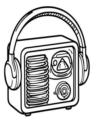 Crystal Set Radio - Free printable coloring page