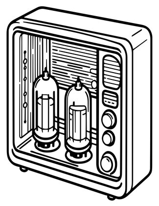 Tube Radio Interior - Free printable coloring page