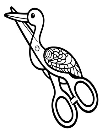 Stork Scissors - Free printable coloring page