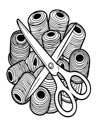 Scissors and Thread - Free printable coloring page