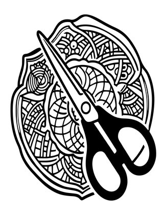 Decoupage Scissors - Free printable coloring page