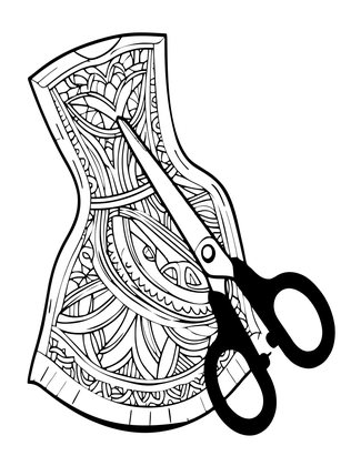 Scissors and Pattern - Free printable coloring page