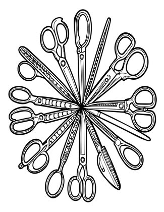 Scissors Collection - Free printable coloring page