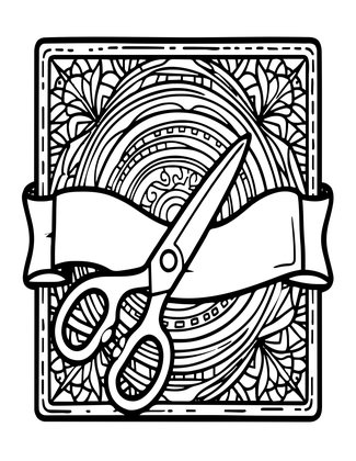 Scissors and Ribbon - Free printable coloring page