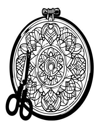 Scissors and Thimble - Free printable coloring page