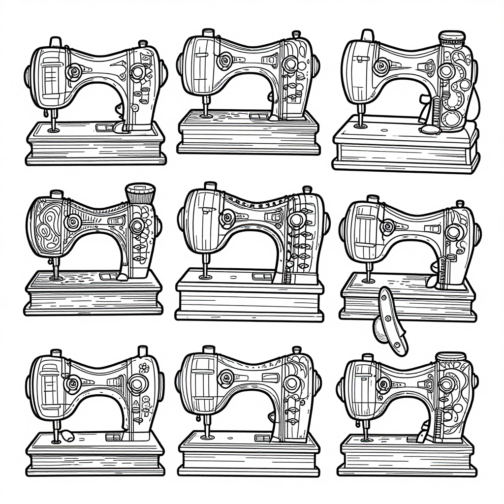 Vintage Sewing coloring pages collection - 30 free printable pages