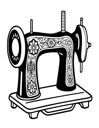 Treadle Sewing Machine - Free printable coloring page