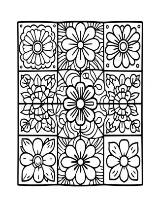 Patchwork Quilt Square - Free printable coloring page