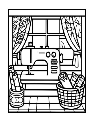 Sewing Room - Free printable coloring page
