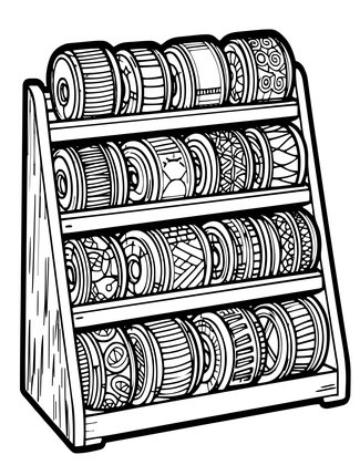 Ribbon Spool Rack - Free printable coloring page