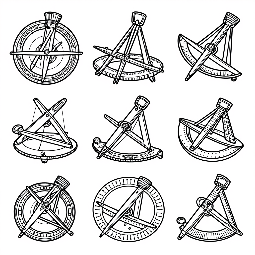 Vintage Sextants coloring pages collection - 30 free printable pages