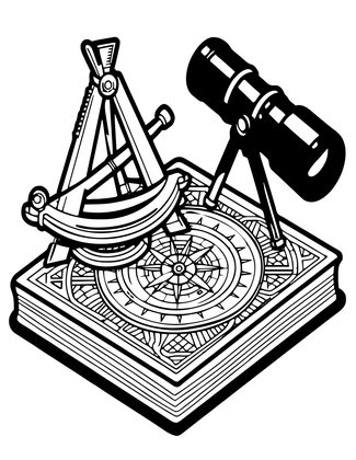 Sextant and Telescope - Free printable coloring page