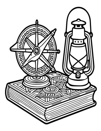 Sextant and Lantern - Free printable coloring page