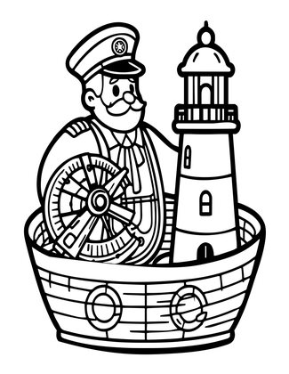 Sextant and Lighthouse - Free printable coloring page