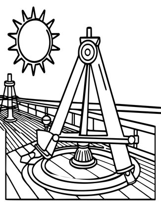 Sextant at Sea - Free printable coloring page