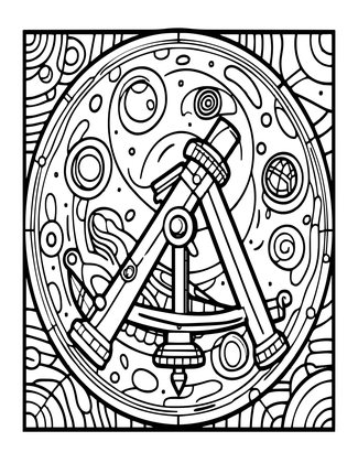 Sextant and Moon - Free printable coloring page