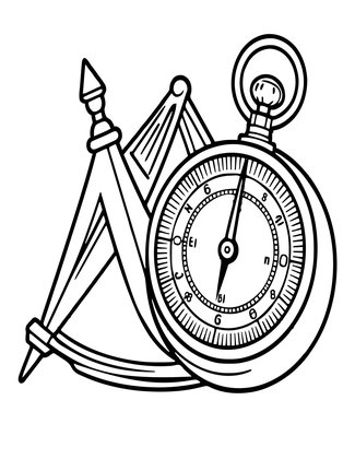Sextant and Chronometer - Free printable coloring page
