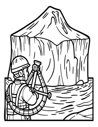 Sextant and Iceberg - Free printable coloring page