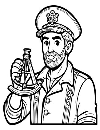Sextant and Portrait - Free printable coloring page