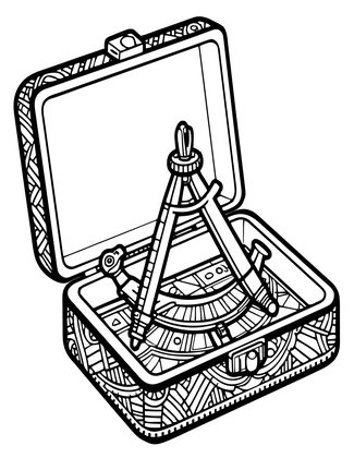 Sextant in Case - Free printable coloring page