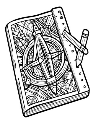 Sextant and Charts - Free printable coloring page