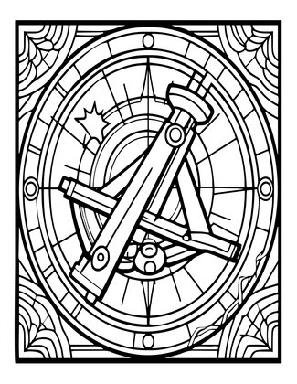 Sextant and Stars - Free printable coloring page