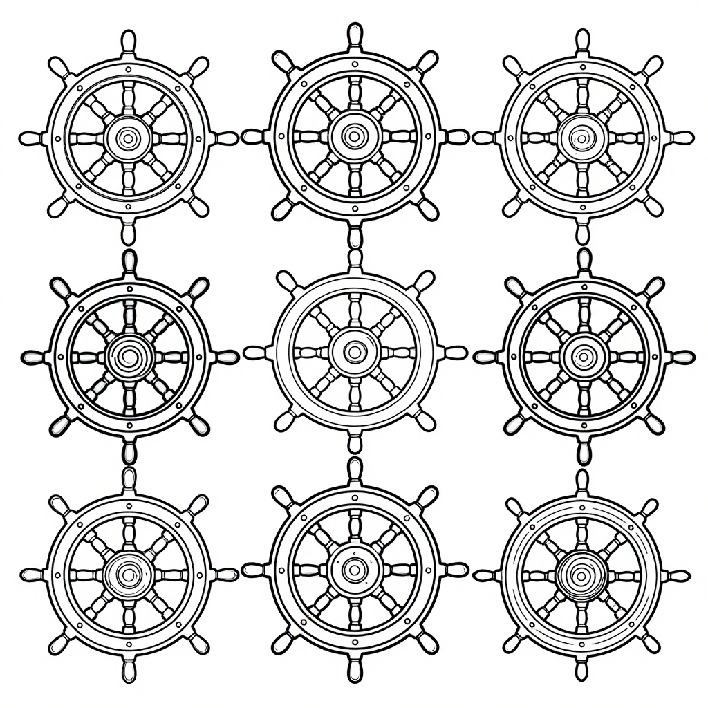 Vintage Ship Wheels coloring pages collection - 30 free printable pages
